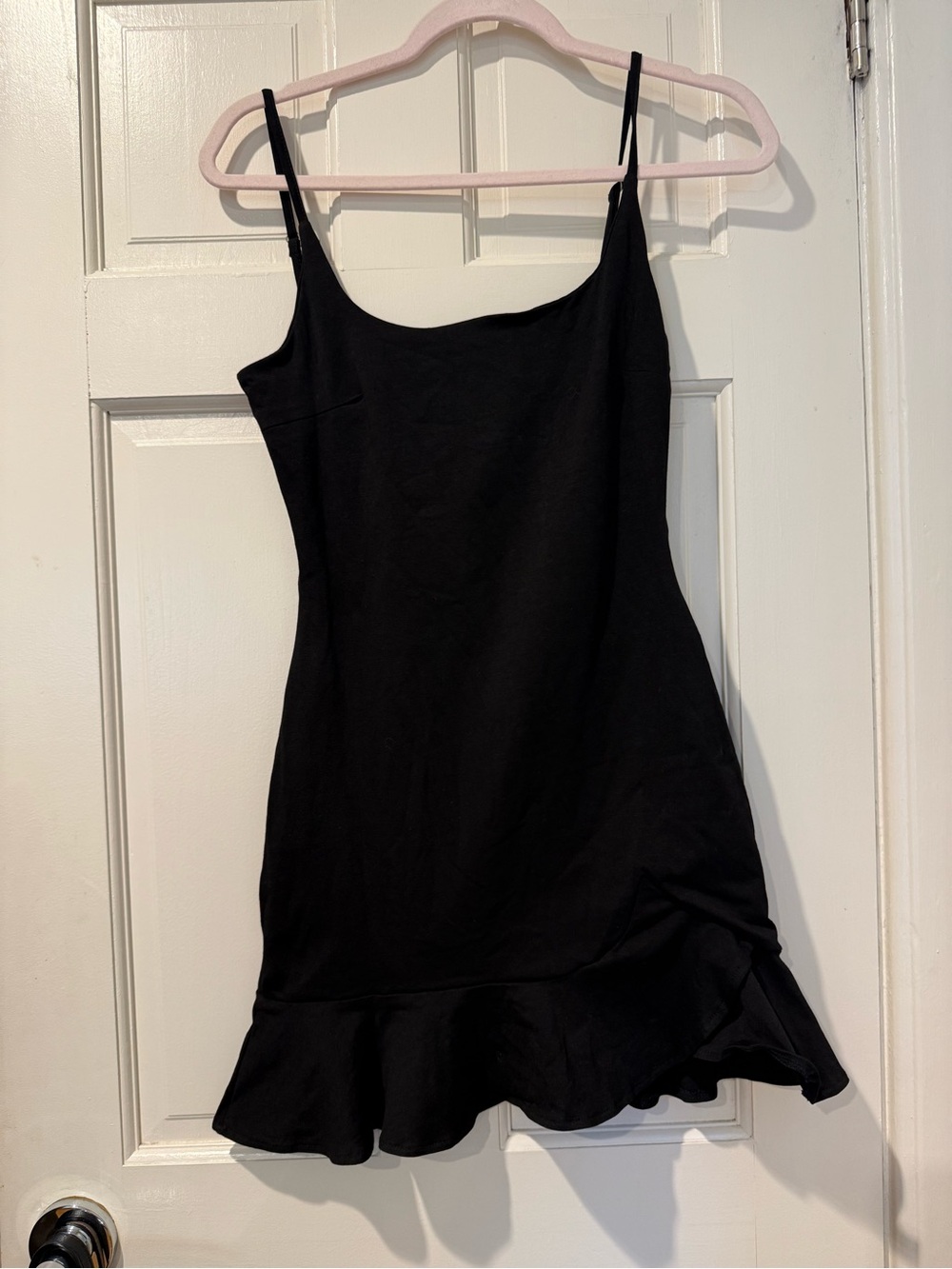 NWT Princess Polly Black Ruffle-Hem Mini Slip Dress